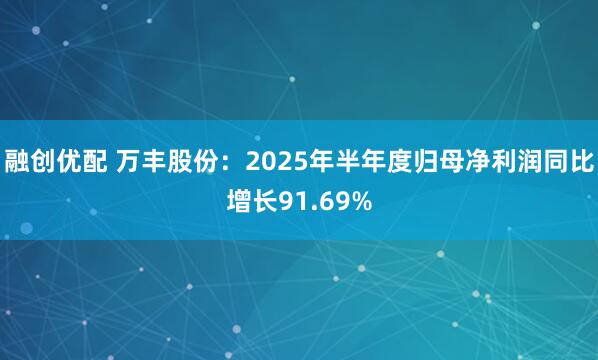 融创优配 万丰股份：2025年半年度归母净利润同比增长91.69%
